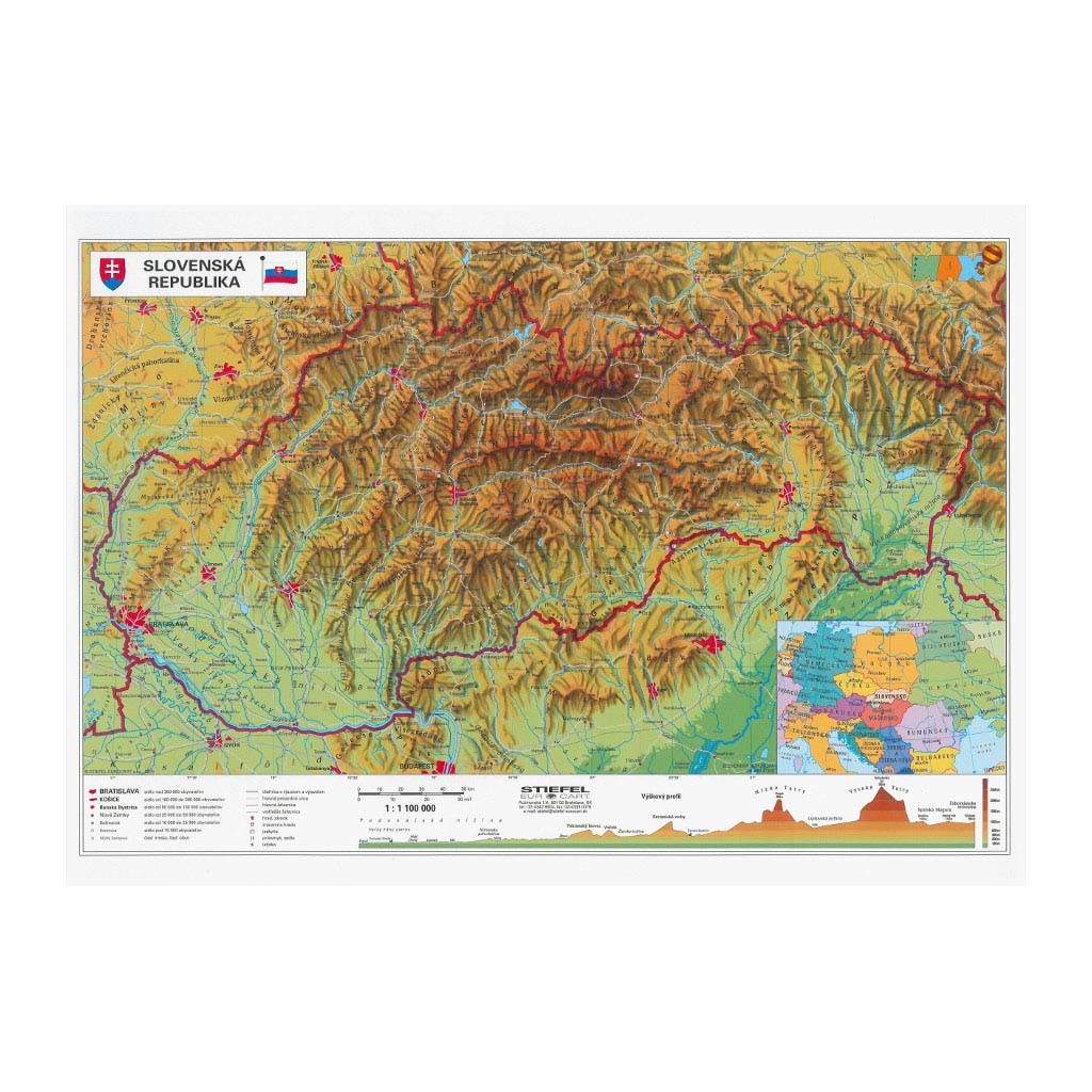 Mapa A3 Slovensko administratívna