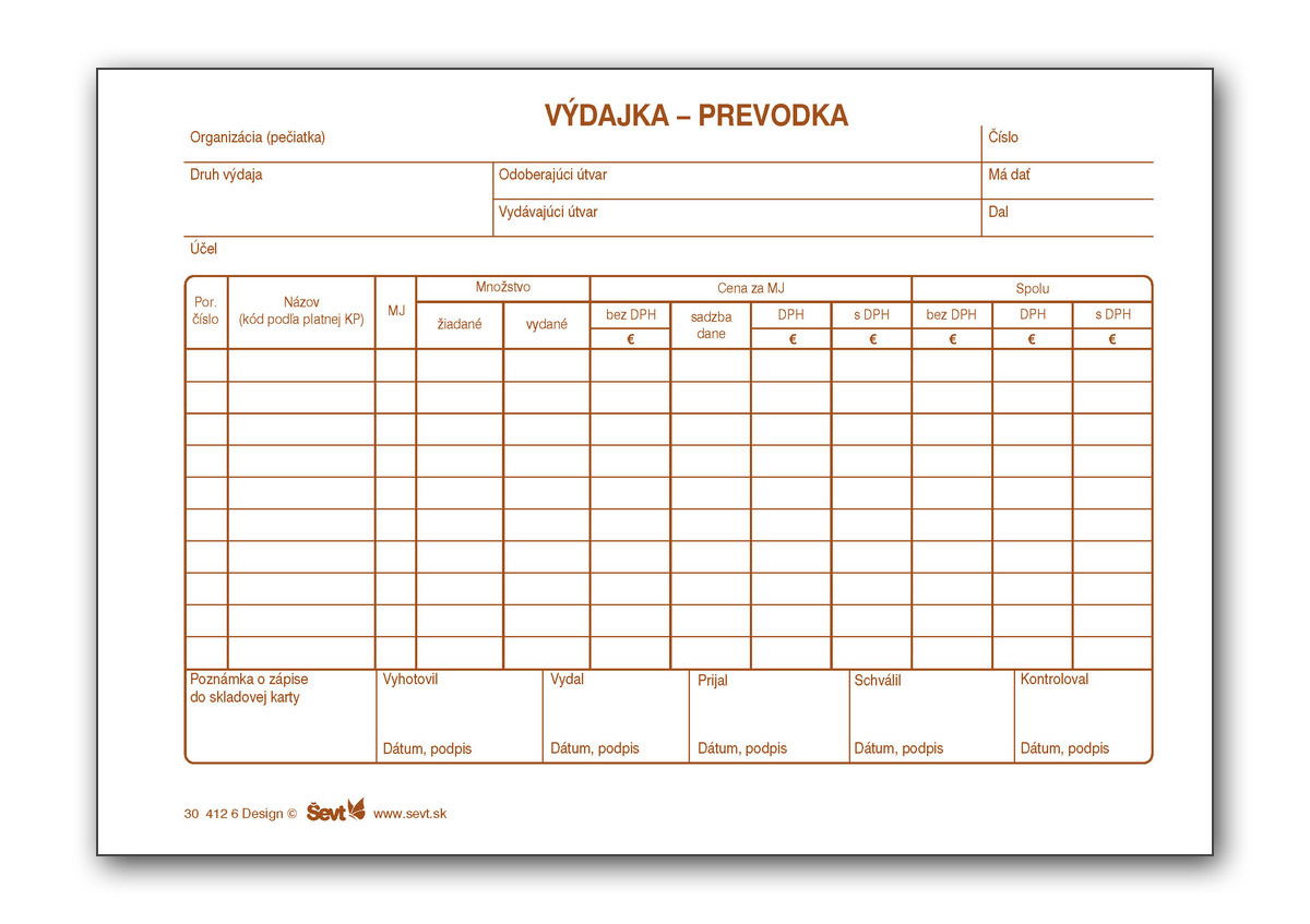Výdajka-prevodka A5 NCR s DPH