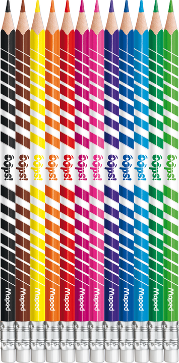Farebné ceruzky MAPED Color Peps Oops trojhranné s gumou/12 farebná súprava