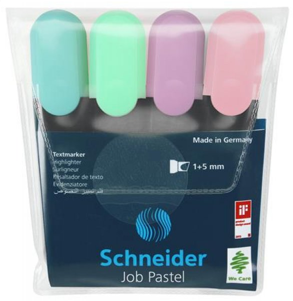 Zvýrazňovač SCHNEIDER "Job Pastel"/sada 4ks