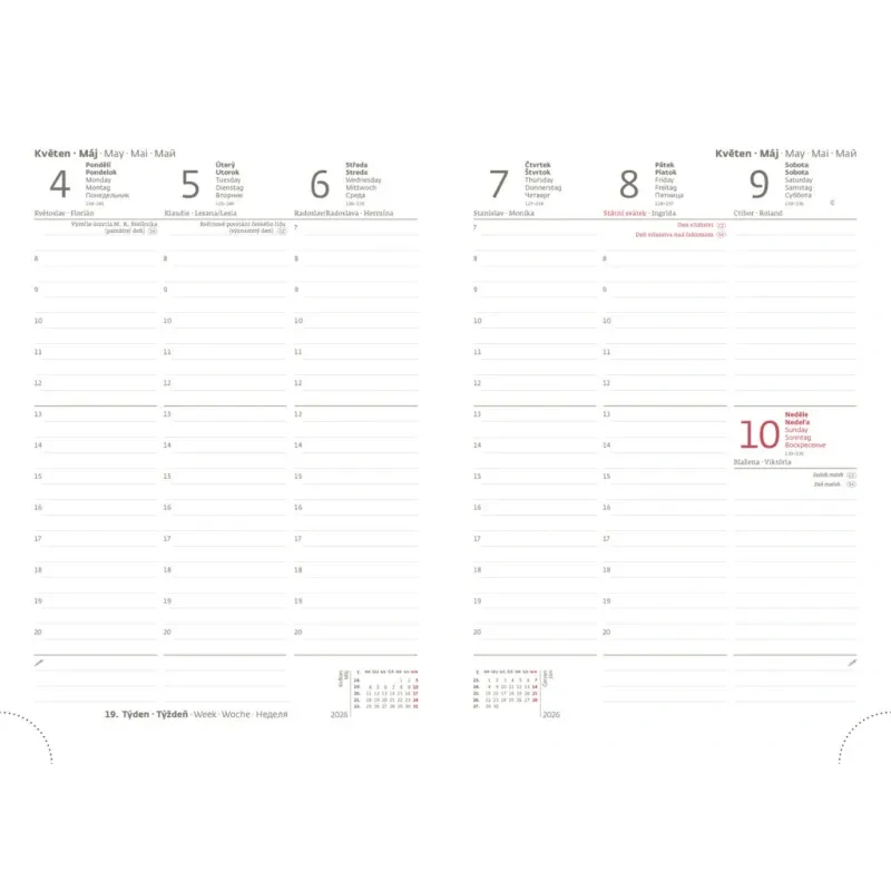 Diár A5 2026 týždenný VARIO Red design