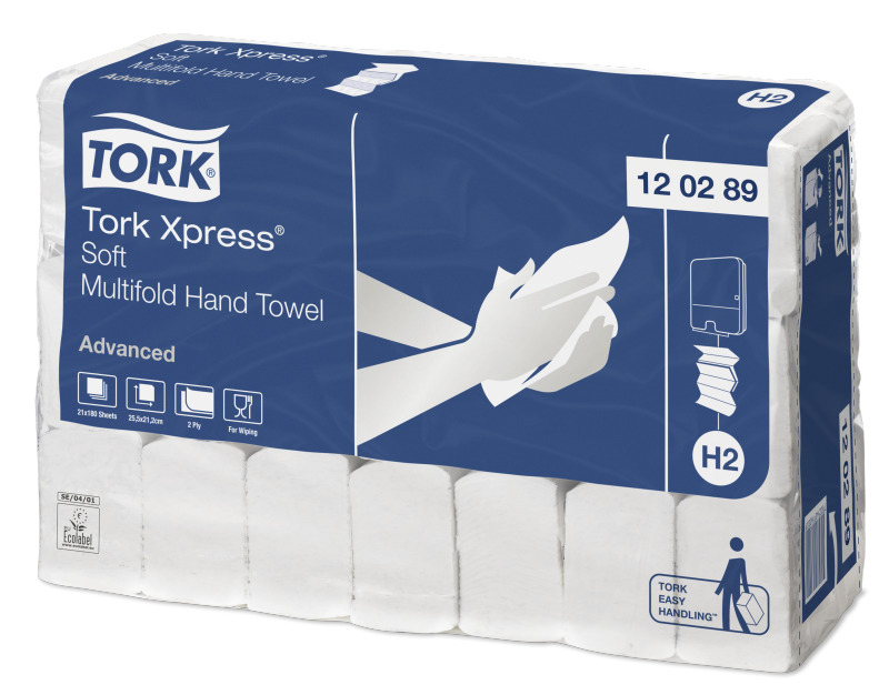 Papierové utierky TORK Xpress H2 systém, 2-vrstvové, advaned biele
