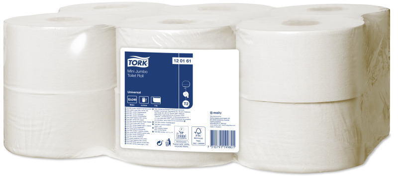 Toaletný papier TORK Jumbo Mini T2 systém, 1-vrstvový