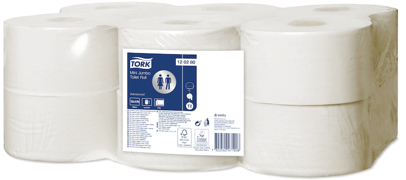 Toaletný papier TORK Jumbo Mini T2 systém, 2-vrstvový, advanced
