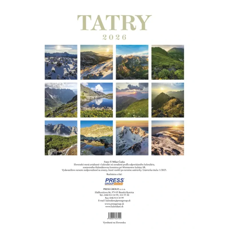 Kalendár nástenný 2026 Tatry
