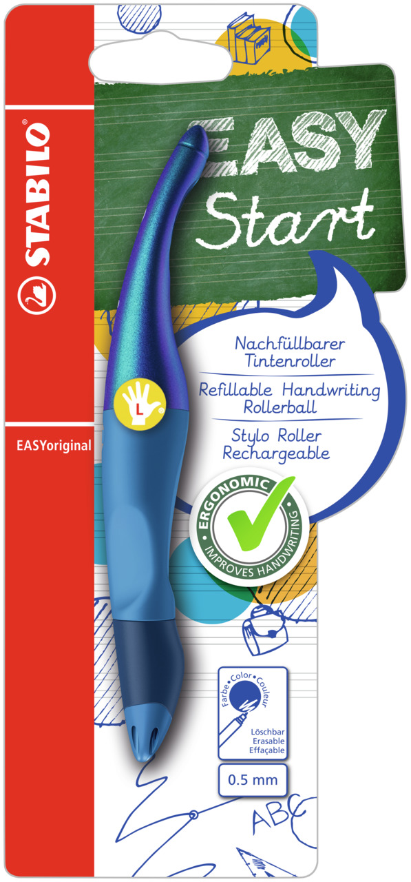 Roller STABILO EASY ľavák Holograph Edition modré