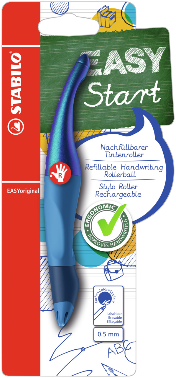 Roller STABILO EASY pravák Holograph Edition modré