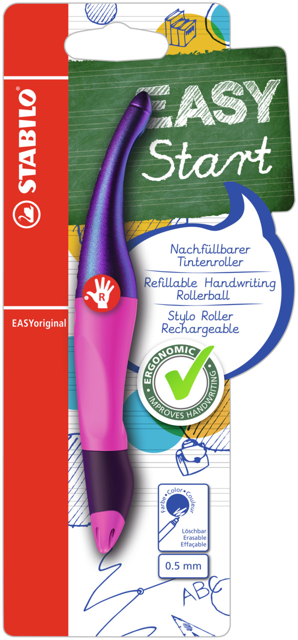Roller STABILO EASY pravák Holograph Edition ružové