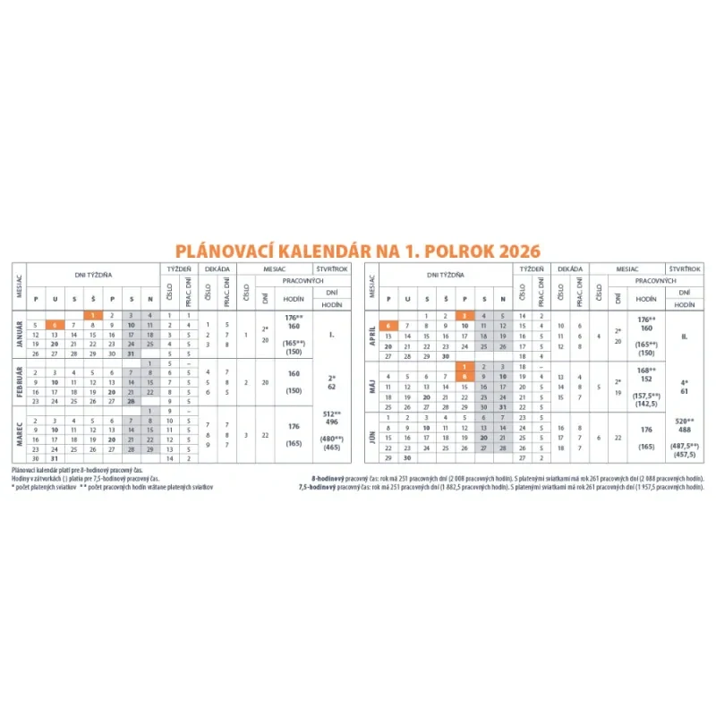Kalendár stolový 2026 Pracovný Veľký
