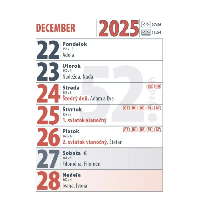 Minikalendár 2026