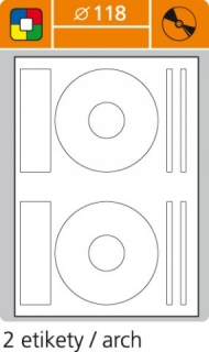 Etikety LUX 118mm/100 hárkov na CD, DVD, kruh