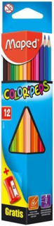 Farebné ceruzky MAPED Color Peps trojhranné/12 farebná súprava+strúhatko
