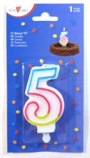 Narodeninová sviečka "5" Herlitz trojfarebná