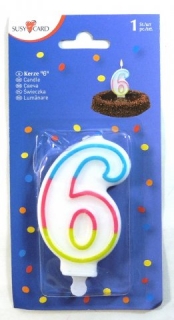 Narodeninová sviečka "6" Herlitz trojfarebná