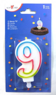 Narodeninová sviečka "9" Herlitz trojfarebná