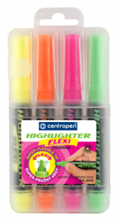 Zvýrazňovač CENTROPEN "8542 Flexi Neon"/sada 4ks