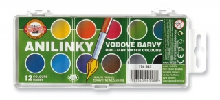 Farby vodové KOH-I-NOOR brilantné/ 12 farebné ANILINKY