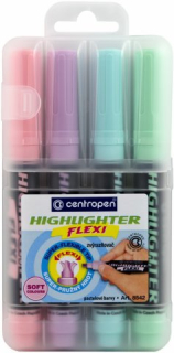Zvýrazňovač CENTROPEN "8542 Flexi Pastel"/sada 4ks