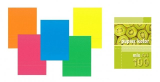 Papier farebný A4 80g/100ks mix farieb