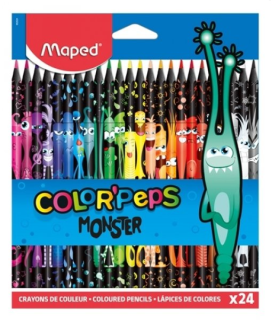 Farebné ceruzky MAPED Color Peps Monster trojhranné/24 farebná súprava
