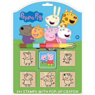 Detské pečiatky Prasiatko Peppa 5+1 so skladacou voskovkou