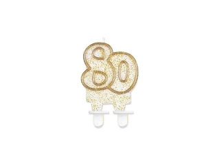 Narodeninová sviečka glitrovaná zlatá "80"