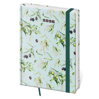 Diár A5 2026 denný VARIO Olive s gumičkou