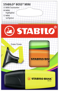 Zvýrazňovač STABILO BOSS MINI/sada 3 ks
