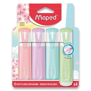 Zvýrazňovač MAPED FluoPeps Pastel/ sada 4 pastelových farieb