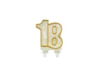 Narodeninová sviečka glitrovaná zlatá "18"