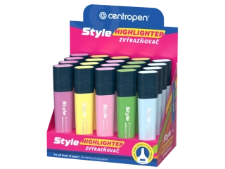 Zvýrazňovač CENTROPEN 6252 Soft Style Pastel/20ks displej