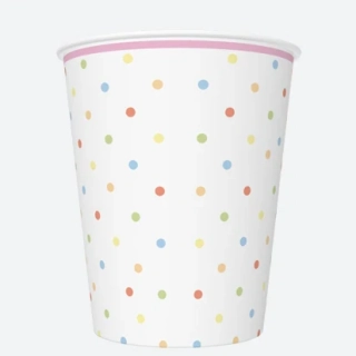 Pohár papierový 250ml/8ks farebné bodky