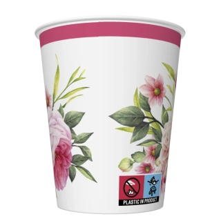 Pohár papierový 250ml/8ks ružové kvety