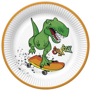 Tanier papierový plytký veľký 22,7cm/8ks dinosaurus