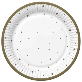 Tanier papierový plytký malý 18cm/8ks zlaté bodky