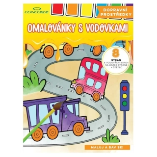 Maľovánky A4 s vodovkami CONCORDE Dopravné prostriedky